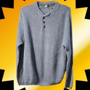 Oscar de la Renta - Knitted Long Sleeve Sweater - Quarter Button - Size Medium